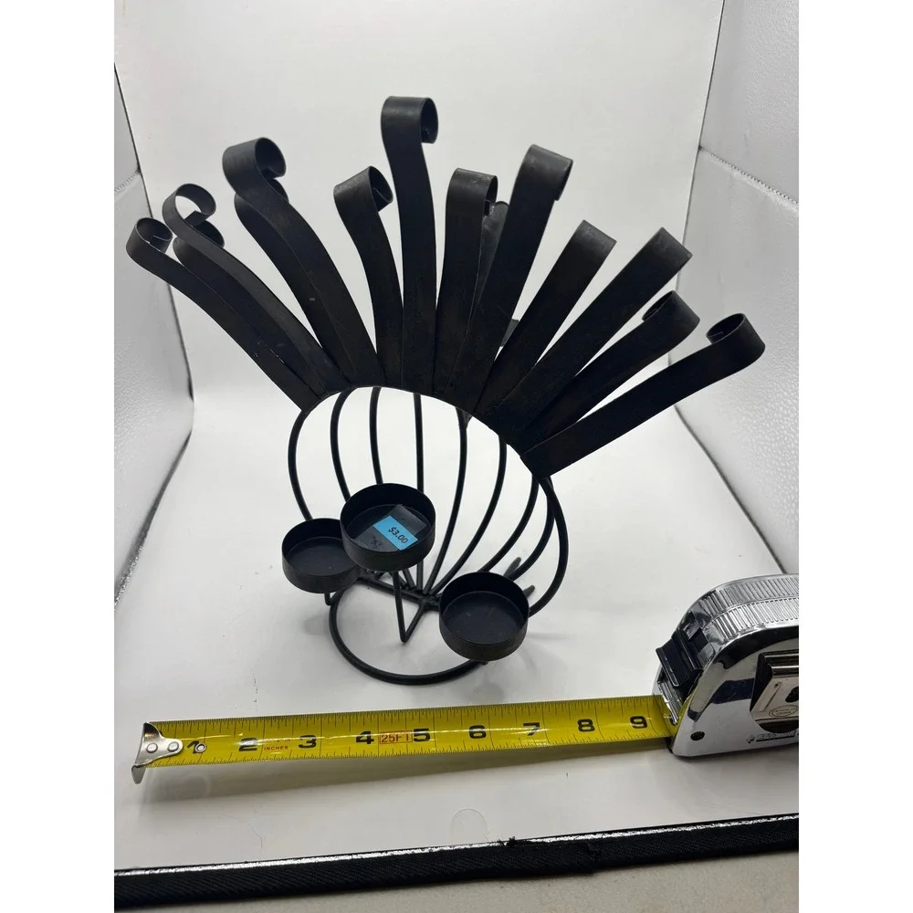 Turkey Tea Light Holder Black Wrought Iron Thanksgiving Decor